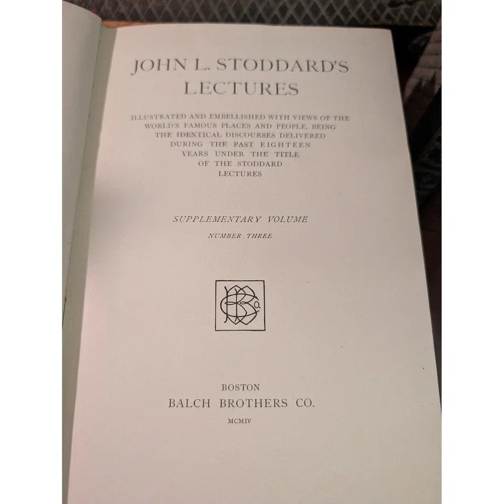 1904 John L Stoddard's Lectures Supp Vol 3 South Tyrol Lake Garda Leather Book